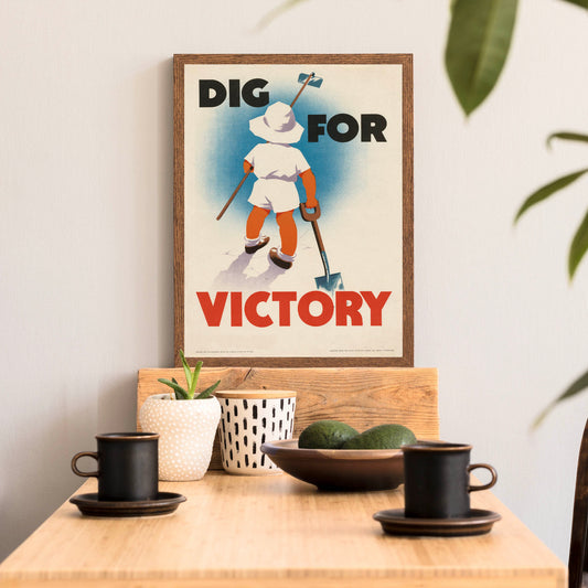 Dig For Victory Child with Spade World War Two Information Poster